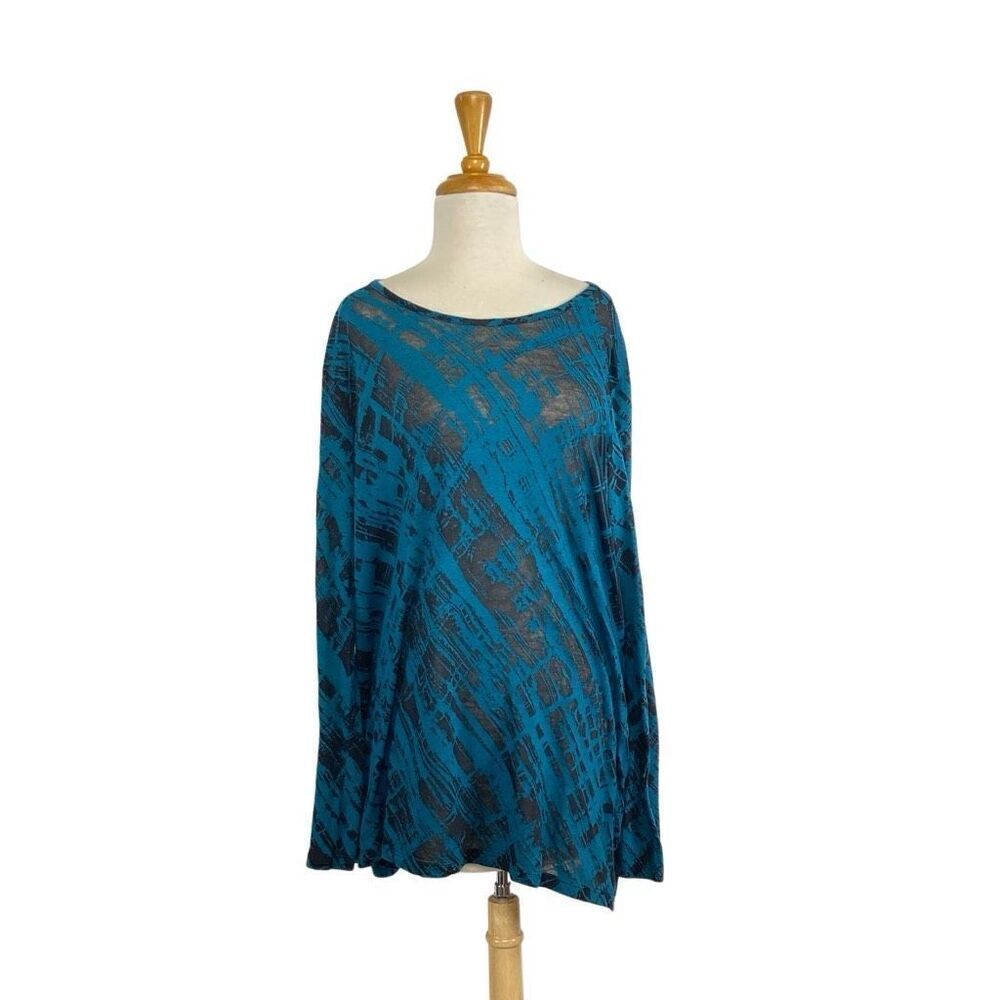 Prairie Cotton M Blue Black Art to Wear Lagenlook Athleisure Sheer Fits L XL 1X